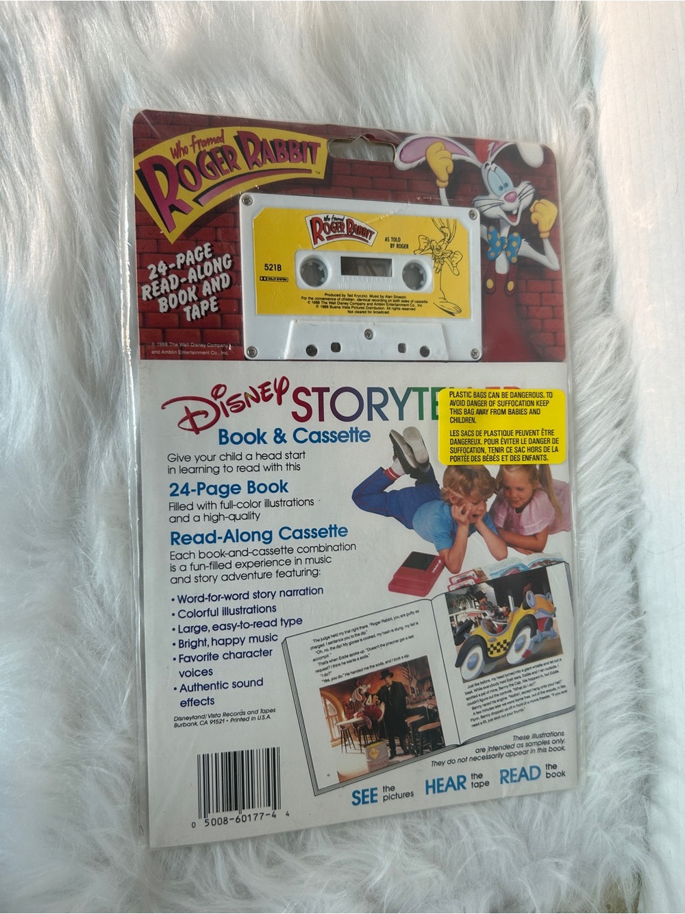 1988 Vintage Disney Roger Rabbit Storytime Book & Cassette NWT - Picture 2 of 2